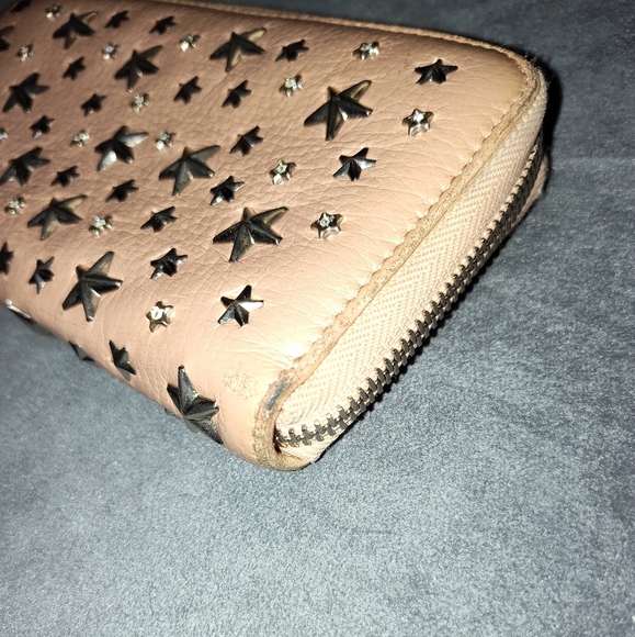Jimmy Choo Filipa Wallet Pearlized Pink with StarStuds and Crystals - Picture 3 of 13